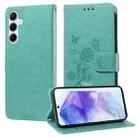 For Samsung Galaxy A55 5G Embossed Butterfly Flowers Leather Phone Case(Green) - 1