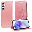 For Samsung Galaxy A55 5G Embossed Butterfly Flowers Leather Phone Case(Rose Gold) - 1