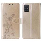 For Samsung Galaxy A71 4G Embossed Butterfly Flowers Leather Phone Case(Gold) - 3
