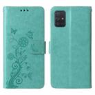 For Samsung Galaxy A71 4G Embossed Butterfly Flowers Leather Phone Case(Green) - 3