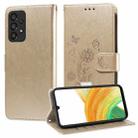 For Samsung Galaxy A73 5G Embossed Butterfly Flowers Leather Phone Case(Gold) - 1