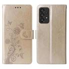 For Samsung Galaxy A73 5G Embossed Butterfly Flowers Leather Phone Case(Gold) - 3
