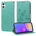 For Samsung Galaxy A06 4G / 5G Embossed Butterfly Flowers Leather Phone Case(Green) - 1