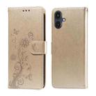 For Samsung Galaxy A25 5G Japan Version / A25e Embossed Butterfly Flowers Leather Phone Case(Gold) - 1
