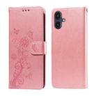 For Samsung Galaxy A25 5G Japan Version / A25e Embossed Butterfly Flowers Leather Phone Case(Rose Gold) - 1