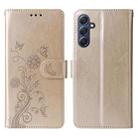 For Samsung Galaxy M34 5G / F34 5G Embossed Butterfly Flowers Leather Phone Case(Gold) - 3