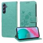 For Samsung Galaxy M54 5G Embossed Butterfly Flowers Leather Phone Case(Green) - 1