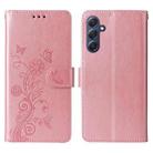 For Samsung Galaxy M54 5G Embossed Butterfly Flowers Leather Phone Case(Rose Gold) - 3