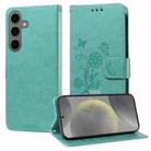 For Samsung Galaxy S24 5G Embossed Butterfly Flowers Leather Phone Case(Green) - 1