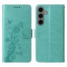 For Samsung Galaxy S24 5G Embossed Butterfly Flowers Leather Phone Case(Green) - 3