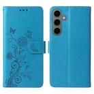 For Samsung Galaxy S24 5G Embossed Butterfly Flowers Leather Phone Case(Blue) - 3