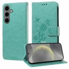 For Samsung Galaxy S24+ 5G Embossed Butterfly Flowers Leather Phone Case(Green) - 1