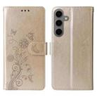 For Samsung Galaxy S24 FE 5G Embossed Butterfly Flowers Leather Phone Case(Gold) - 3