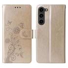 For Samsung Galaxy S23+ 5G Embossed Butterfly Flowers Leather Phone Case(Gold) - 3