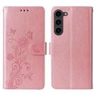 For Samsung Galaxy S23+ 5G Embossed Butterfly Flowers Leather Phone Case(Rose Gold) - 3