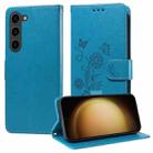 For Samsung Galaxy S23 5G Embossed Butterfly Flowers Leather Phone Case(Blue) - 1