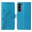 For Samsung Galaxy S23 5G Embossed Butterfly Flowers Leather Phone Case(Blue) - 3