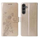 For Samsung Galaxy S23 FE 5G Embossed Butterfly Flowers Leather Phone Case(Gold) - 3