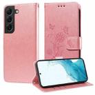 For Samsung Galaxy S21 5G Embossed Butterfly Flowers Leather Phone Case(Rose Gold) - 1