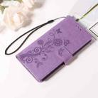 For Samsung Galaxy S21 FE 5G Embossed Butterfly Flowers Leather Phone Case(Purple) - 2