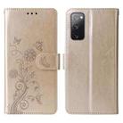 For Samsung Galaxy S20 FE Embossed Butterfly Flowers Leather Phone Case(Gold) - 3