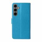For Samsung Galaxy S25 5G Embossed Butterfly Flowers Leather Phone Case(Blue) - 3