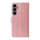 For Samsung Galaxy S25 5G Embossed Butterfly Flowers Leather Phone Case(Rose Gold) - 3