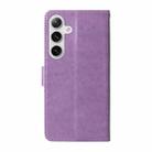 For Samsung Galaxy S25+ 5G Embossed Butterfly Flowers Leather Phone Case(Purple) - 3