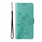 For Samsung Galaxy S25+ 5G Embossed Butterfly Flowers Leather Phone Case(Green) - 2