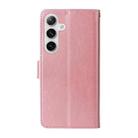 For Samsung Galaxy S25+ 5G Embossed Butterfly Flowers Leather Phone Case(Rose Gold) - 3