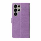 For Samsung Galaxy S25 Ultra 5G Embossed Butterfly Flowers Leather Phone Case(Purple) - 3