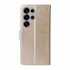 For Samsung Galaxy S25 Ultra 5G Embossed Butterfly Flowers Leather Phone Case(Gold) - 3