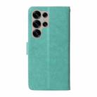 For Samsung Galaxy S25 Ultra 5G Embossed Butterfly Flowers Leather Phone Case(Green) - 3