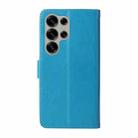 For Samsung Galaxy S25 Ultra 5G Embossed Butterfly Flowers Leather Phone Case(Blue) - 3