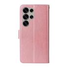 For Samsung Galaxy S25 Ultra 5G Embossed Butterfly Flowers Leather Phone Case(Rose Gold) - 3