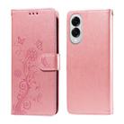 For Samsung Galaxy S25 Edge 5G Embossed Butterfly Flowers Leather Phone Case(Rose Gold) - 1