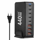 440W GaN USB Power Adapter Travel Charger with 3 x USB, 5 x PD Port, Plug:EU Plug(Black) - 1