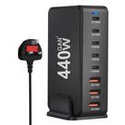 440W GaN USB Power Adapter Travel Charger with 3 x USB, 5 x PD Port, Plug:UK Plug(Black) - 1