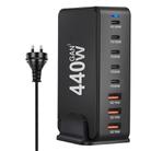 440W GaN USB Power Adapter Travel Charger with 3 x USB, 5 x PD Port, Plug:AU Plug(Black) - 1