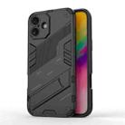 For iPhone 16 Punk Armor 2 in 1 PC + TPU Phone Case with Holder(Black) - 1