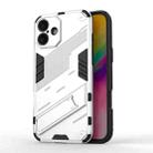 For iPhone 16 Punk Armor 2 in 1 PC + TPU Phone Case with Holder(White) - 1