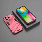 For iPhone 16 Pro Max Punk Armor 2 in 1 PC + TPU Phone Case with Holder(Light Red) - 2