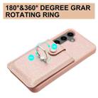 For Samsung Galaxy S24 5G Litchi Texture Drawing Card Bag Ring Holder Phone Case(Rose Gold) - 3