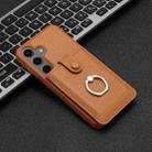 For Samsung Galaxy S24+ 5G Litchi Texture Drawing Card Bag Ring Holder Phone Case(Brown) - 2