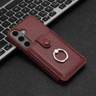 For Samsung Galaxy S24+ 5G Litchi Texture Drawing Card Bag Ring Holder Phone Case(Wine Red) - 2