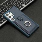 For Samsung Galaxy S24 Ultra 5G Litchi Texture Drawing Card Bag Ring Holder Phone Case(Blue) - 2