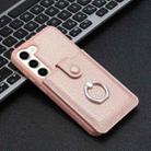 For Samsung Galaxy S23 5G Litchi Texture Drawing Card Bag Ring Holder Phone Case(Rose Gold) - 2