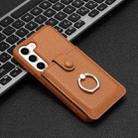 For Samsung Galaxy S23 5G Litchi Texture Drawing Card Bag Ring Holder Phone Case(Brown) - 2