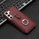 For Samsung Galaxy S23 5G Litchi Texture Drawing Card Bag Ring Holder Phone Case(Wine Red) - 2