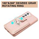 For Samsung Galaxy S22 5G Litchi Texture Drawing Card Bag Ring Holder Phone Case(Rose Gold) - 3